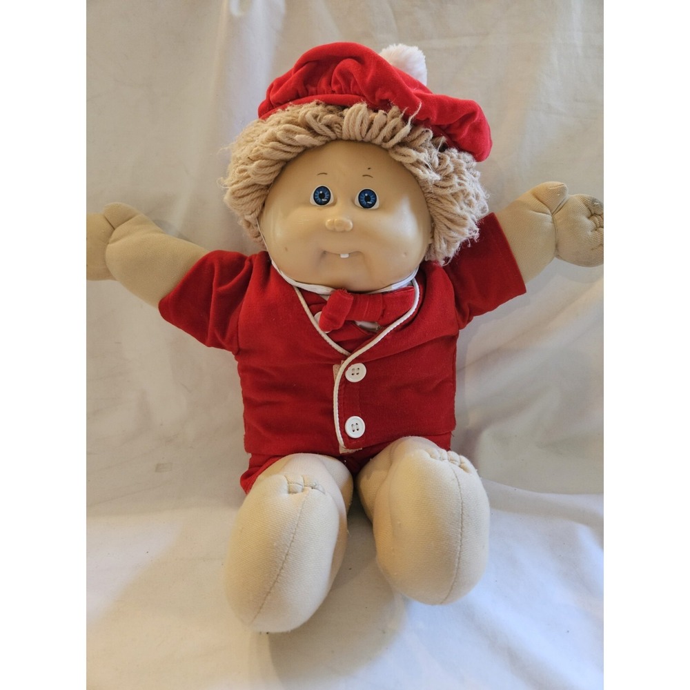 Vintage Cabbage Patch Kids Boy Doll 1985 Light Brown And Sailor Red Outfit